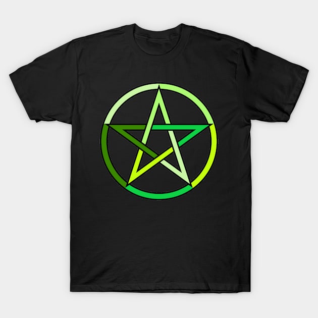 Green Pentagram Pentacle T-Shirt by Wicca Fairy